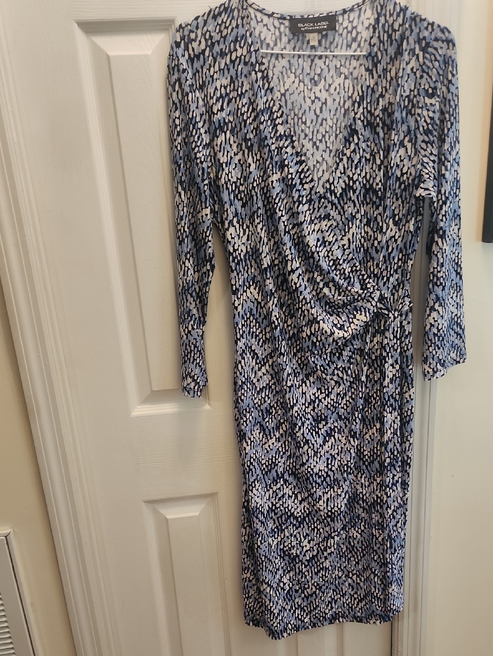 Blue Patterned Wrap Dress